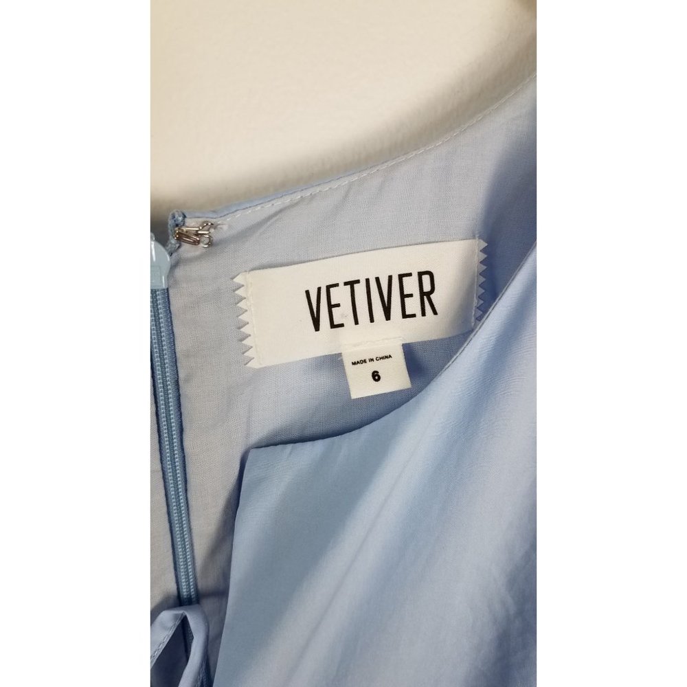 Vetiver Women's Sz. 6 Light Blue Harrison Mini Cotton Poplin Ruffled Dress - Picture 4 of 9